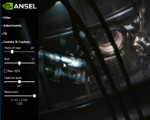 Ansel’s in game GUI.
