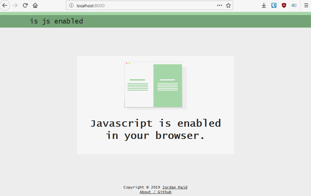 Animated GIF showing the site with javascript enabled and disabled.